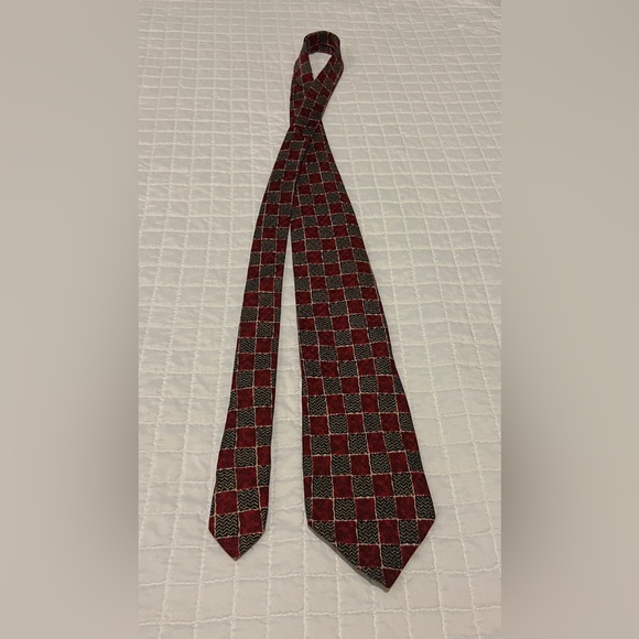 Bolgheri Other - Bolgheri Men’s Vintage Red & Black Checkered Necktie, 100%Silk Made in Italy.
